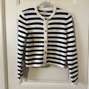 J. Crew Navy and White Striped Cardigan